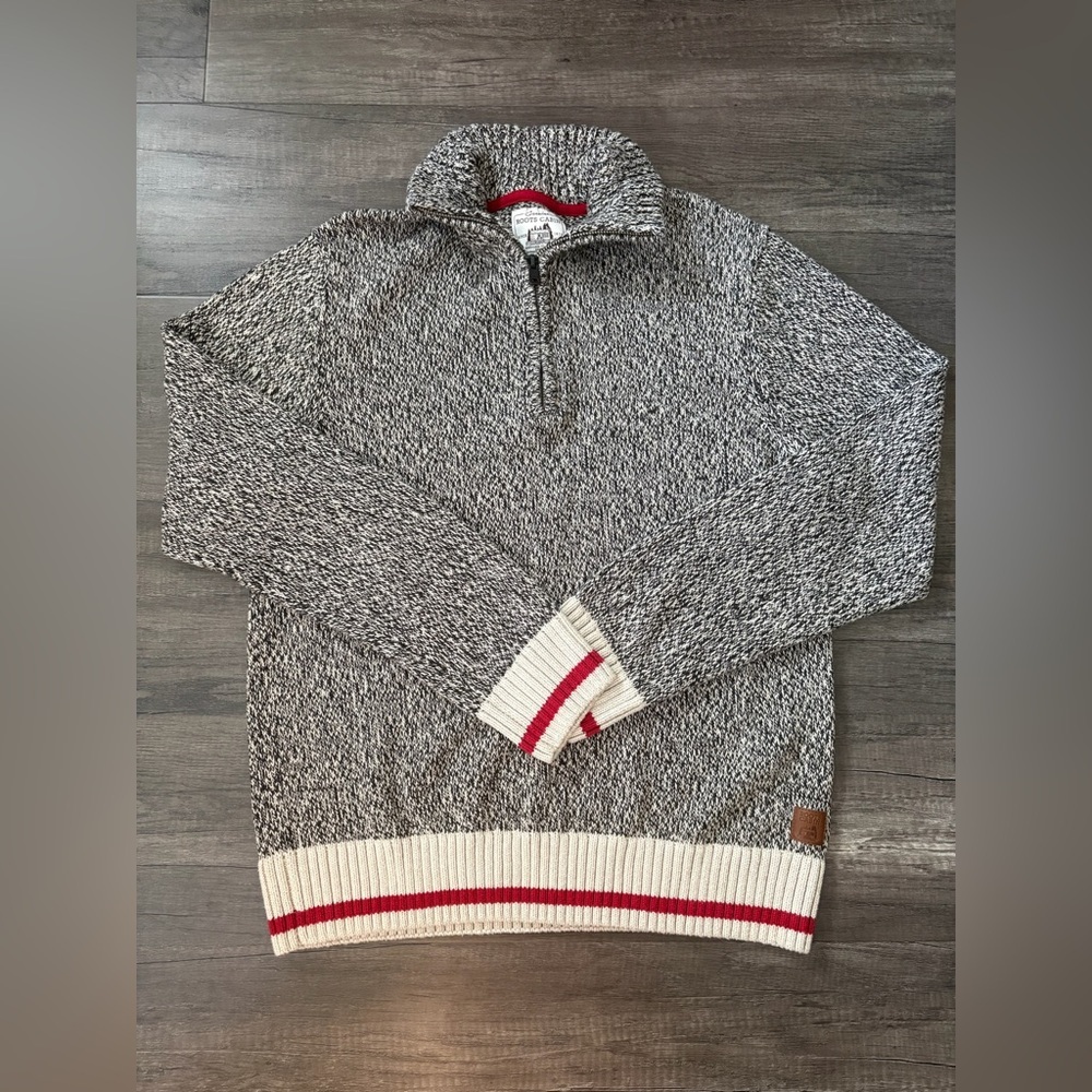 Roots Quarter Zip Sweater Salt and Pepper